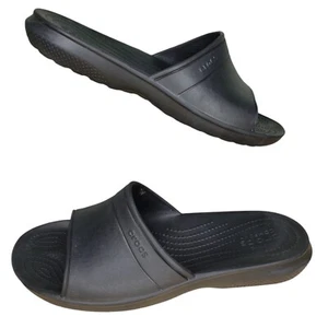 Crocs Iconic Classic Slide Sandals Men's 9 Women's 11  Black Comfort Slip On - Picture 1 of 7