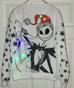 NIghtmare Before Christmas Jr Girls Size WhiteSweatshirt Lights Up Sz XL - Picture 1 of 6