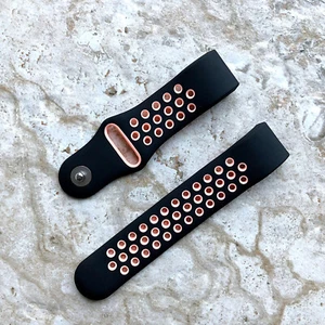 Black with Peach Soft Rubber Silicone Sports Band Strap for Fitbit Charge 2 - Picture 1 of 4