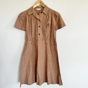 Vintage 50's Girl Scouts Dress Uniform Brown Cotton USA No Belt - Picture 1 of 9