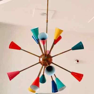 Mid Century Sputnik Chandelier 16 Arms Italian Brass Lamp Light Fixture - Picture 1 of 5