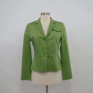 Akris Punto Blazer Jacket Womens Lime Green Cotton Silk Single Breasted Classic - Picture 1 of 12