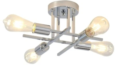 Lámpara de araña Sputnik de 4 bombillas, lámpara montada en el techo y con cable, plateada Foto 1 de 3