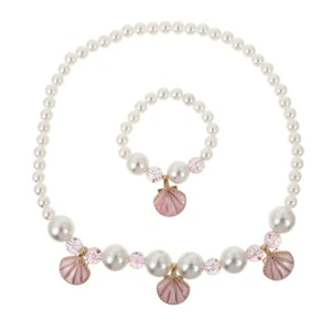 Shell Pearl Bracelet Necklace Set Child Toddler Jewelry for Toddlers - Picture 1 of 12
