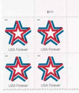 US Star Ribbon Forever Stamp Plate Block of 4 Scott #5361 - Picture 1 of 1