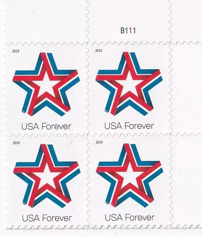 US Star Ribbon Forever Stamp Plate Block of 4 Scott #5361 - Image 1 of 1