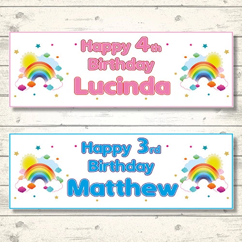 2 BANDERAS DE CUMPLEAÑOS ARCO IRIS PERSONALIZADAS 800 x 297mm Foto 1 de 1