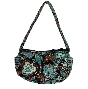 Vera Bradley Java blau kleine gesteppte Handtasche braun Blumen Paisley im Ruhestand - Bild 1 von 6