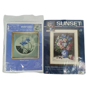 Cross Stitch Complete Kits Art Stitch Water Lilies Sunset Floral Elegance Bundle - Picture 1 of 10