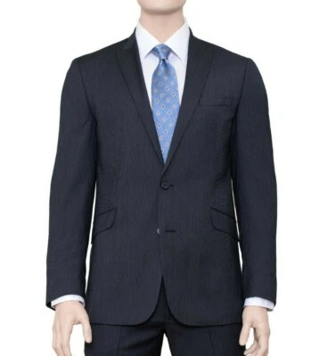 Blazer Abrigo Deportivo Kenneth Cole Reaction Dos Botones Negro Rayas Para Hombre 40L Foto 1 de 4