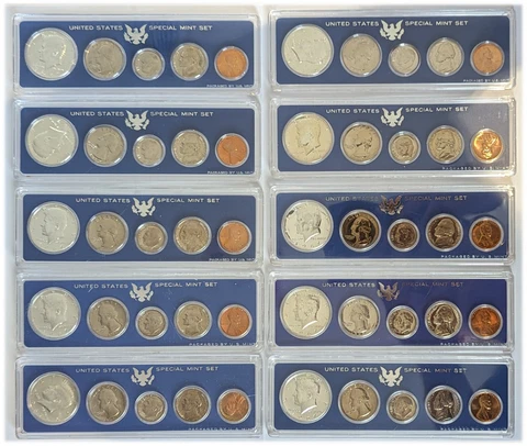 Ten - 1967 SMS United States Special Mint Sets - No Boxes Cover