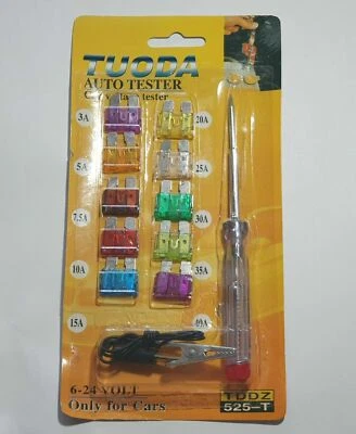 10 Piece Blade Fuse Kit Tester Pen 6-24V 3-40A Car Circuit Voltage Tester UK