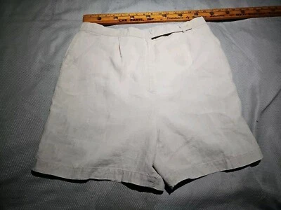 Pantalones Cortos Jill Mujer 12 Beige 100% Lino Bolsillos Playa Vacaciones Ligeros Foto 1 de 4