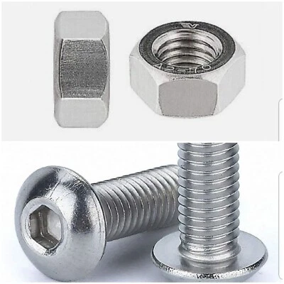 25 BULLONI M8 20mm IN ACCIAIO INOX A2 TESTA BOMBATA ESAGONALE DA 5 DADO RONDELLA - Immagine 1 di 4