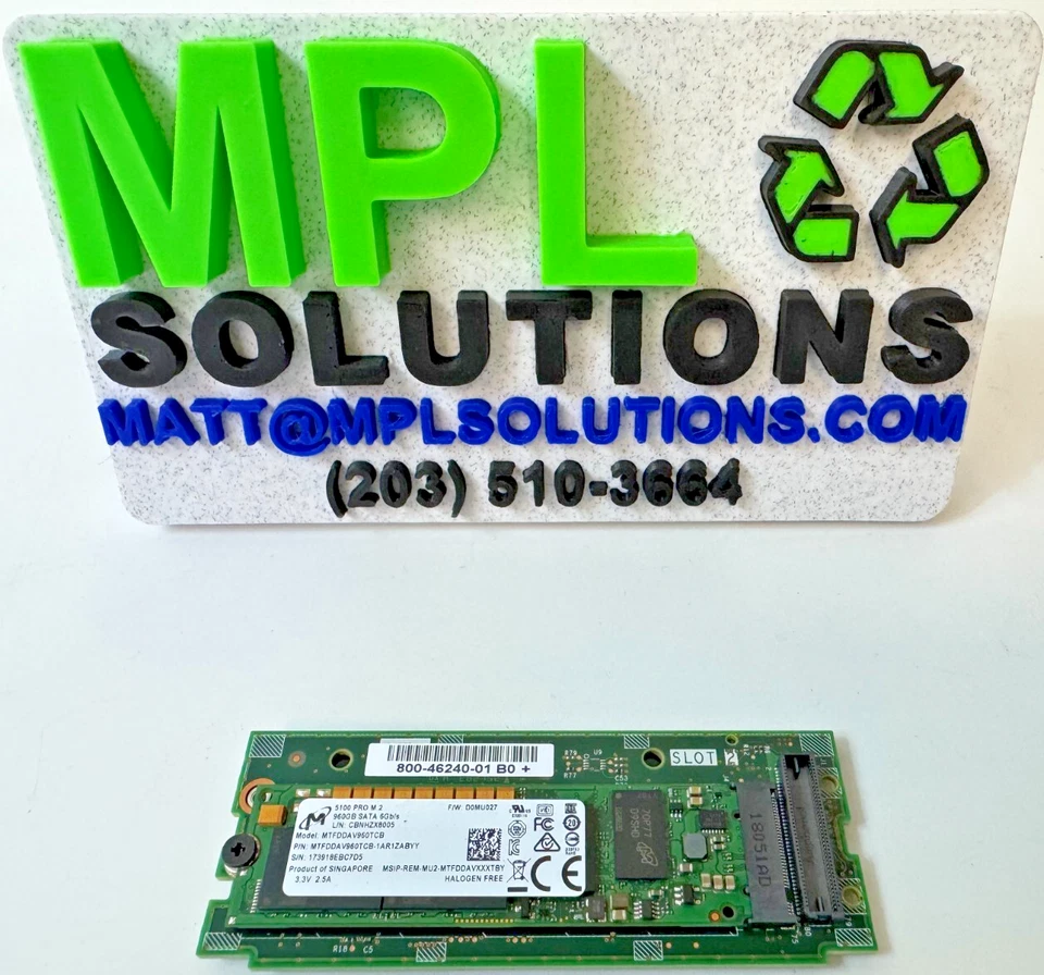 Genuine 2x Cisco 5100 PRO M.2 960GB SATA Server SSD w/SSD Adapter 800-46240-01 - Image 1 of 2