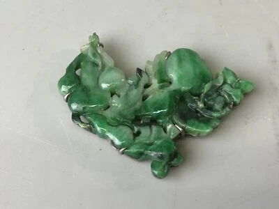 Y7664 OBIDOME Jade Faja Clip Broche Calabaza Talla Japón Antiguo Kimono Accesorio Foto 1 de 4