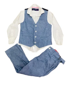 Conjunto de 3 piezas conjunto conjunto de chaleco camisa pantalones chaleco azul de 4-5 años Next Signature para niños - Imagen 1 de 1