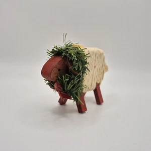 Silvestri Christmas Ornament figurine wreath bow braided rope folk art Lamb - Picture 1 of 7