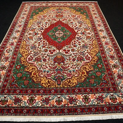 Orient Teppich Täbriz 307 x 202 cm Tabriz Beige Grün Perserteppich Handgeknüpft - Bild 1 von 4