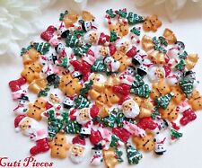 100/50/25/10pc 3D Glitter Xmas Santa Snowman Gingerbread Cane Nail Art Craft Mix
