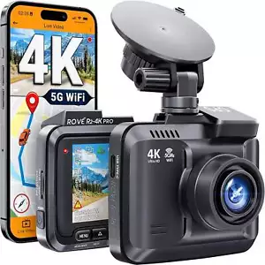 ROVE R2-4K PRO Dash Cam, Built-In GPS, 5G Wifi Camera for Cars, 2160P UHD 30Fps - Picture 1 of 7