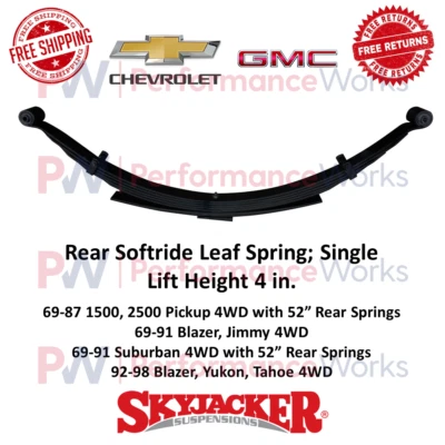 Одиночная задняя пружина Skyjacker Softride 4 дюйма для полного привода 69–98 Chevrolet/GMC - Изображение 1 из 4