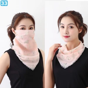 WOMEN'S FACE MOUTH COVER MASK PINK CHIFFON SCARF BREATHABLE PROTECTIVE BANDANA  - Picture 1 of 8