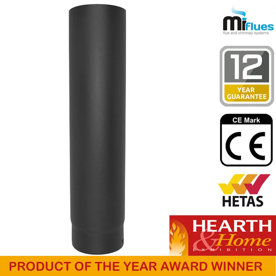 Mi-Flues VIT Smooth Vitreous Enamelled Flue Pipe 45 Degree Elbow With Door Black