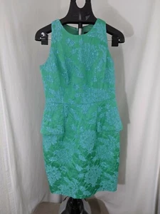 Carmen Marc Valvo grün/blaugrün Sekretär Kleid Gr. 8 - Bild 1 von 8