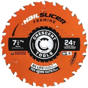 7-1/4 in 24 Tooth Nail Slicer Framing Circular Saw Blade Crescent CSBFR-724 - Picture 1 of 6