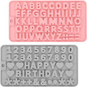2 Pcs Silicone Letter Chocolate Molds Non-Stick Number Molds Reusable Alphabet C - Picture 1 of 12