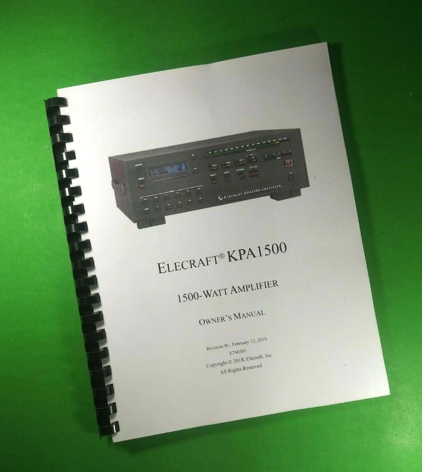 Owners Manual for Elecraft KPA1500 1500-Watt Amplifier 55 Pages W/Clear Covers! - Image 1 of 1