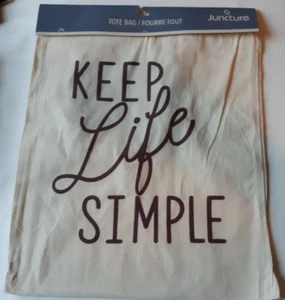 Juncture Tragetasche mit Henkelriemen "Keep Life Simple" 16 x 14 Zoll - Bild 1 von 4