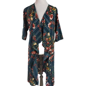 Cárdigan abierto kimono Lularoe Shirley playa talla pequeña fluido floral nuevo con etiquetas - Imagen 1 de 12