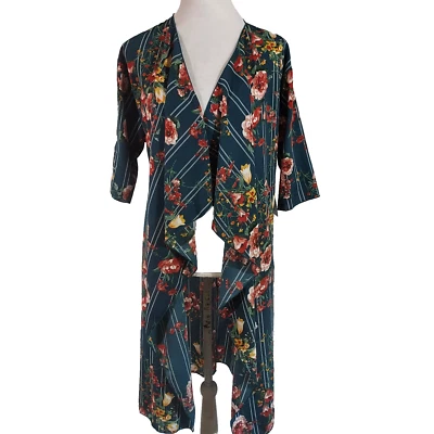 Lularoe Shirley Kimono Open Cardigan Beach Cover Up Size Small Flowy Floral NEW - Image 1 of 4