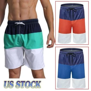 Mens Sports Shorts Sunbathe Three-color Stitching Breathable Beach Short Pants - Picture 1 of 15