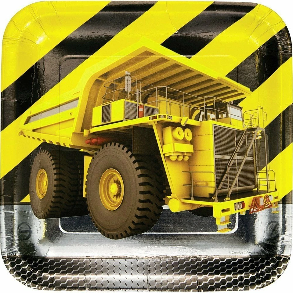 Square Foil Construction Birthday Zone Dinner Plates (8 Count), 9" - Image 1 of 1