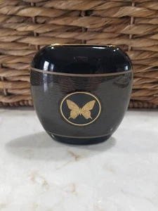 Jarrón vintage Papillon Otagiri Japón 4,5" de alto negro dorado mariposa 4,5" de ancho - Imagen 1 de 6