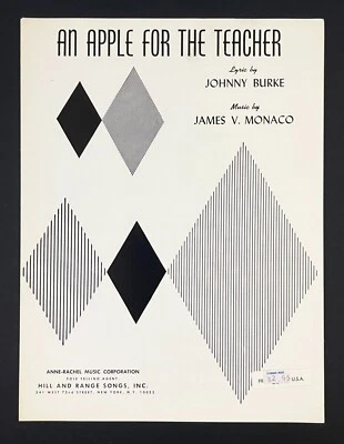 An Apple For Teacher 1939 Vintage Sheet Music Piano Vocal Guitar Burke Monaco - image 1 of 4