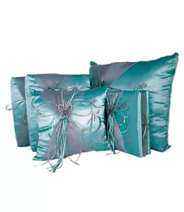 Aqua and Silver Miss XV Anos Quinceanera Pillow Set, Mis Quince Pillows - Picture 1 of 6