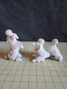 WALES ZWEI HUNDE PUDEL KERAMIK FIGUREN WEISS - Bild 1 von 6