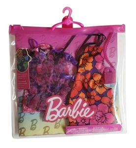 Barbie Clothing 2 Fashions Pack 2 Floral Dresses Purse heels Outfits HJT35 4 Pc - Picture 1 of 2