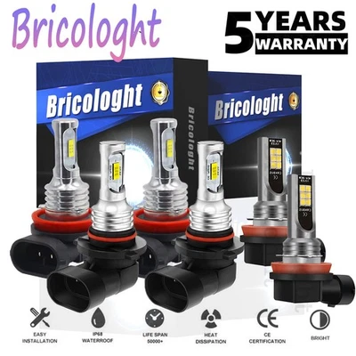 SET For Nissan Quest 2011 2012 2013-2017 White LED Headlight Fog Light Bulbs Kit - Image 1 of 4