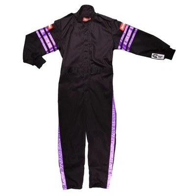 RACEQUIP Black Suit Single Layer Kids Medium Purple Trim- 1950593RQP — 第 1/2 张图片