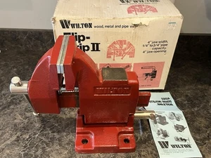 Vintage Wilton 594-2 Flip-Grip Vise 4" ganascia legno metallo pipa scatola e vernice danni - Foto 1 di 24