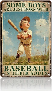 Baseball Metall Blechschild Vintage Baseball Poster Baseball Wanddeko für Jungen Roo - Bild 1 von 6