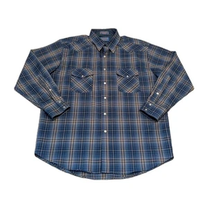 Sir Pendleton 100% Virgin Wool Pearl Snap Shirt Plaid Flannel Shirt Men's Large - Picture 1 of 10
