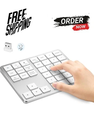 Bluetooth & 2.4G Number Pad, Rechargeable Wireless Numeric Keypad, Slim Silen... - Image 1 of 4