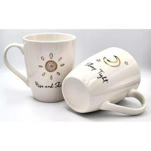 Rise and Shine Sleep Tight Kaffee Tee Becher 2er Set Keramik 12 Unzen Sonne & Mond - Bild 1 von 5