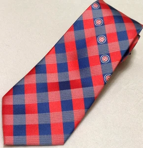 Chicago Cubs Tie Mens MLB Team Official Apparel 58" x 3.5" Red Blue Pattern - Picture 1 of 5